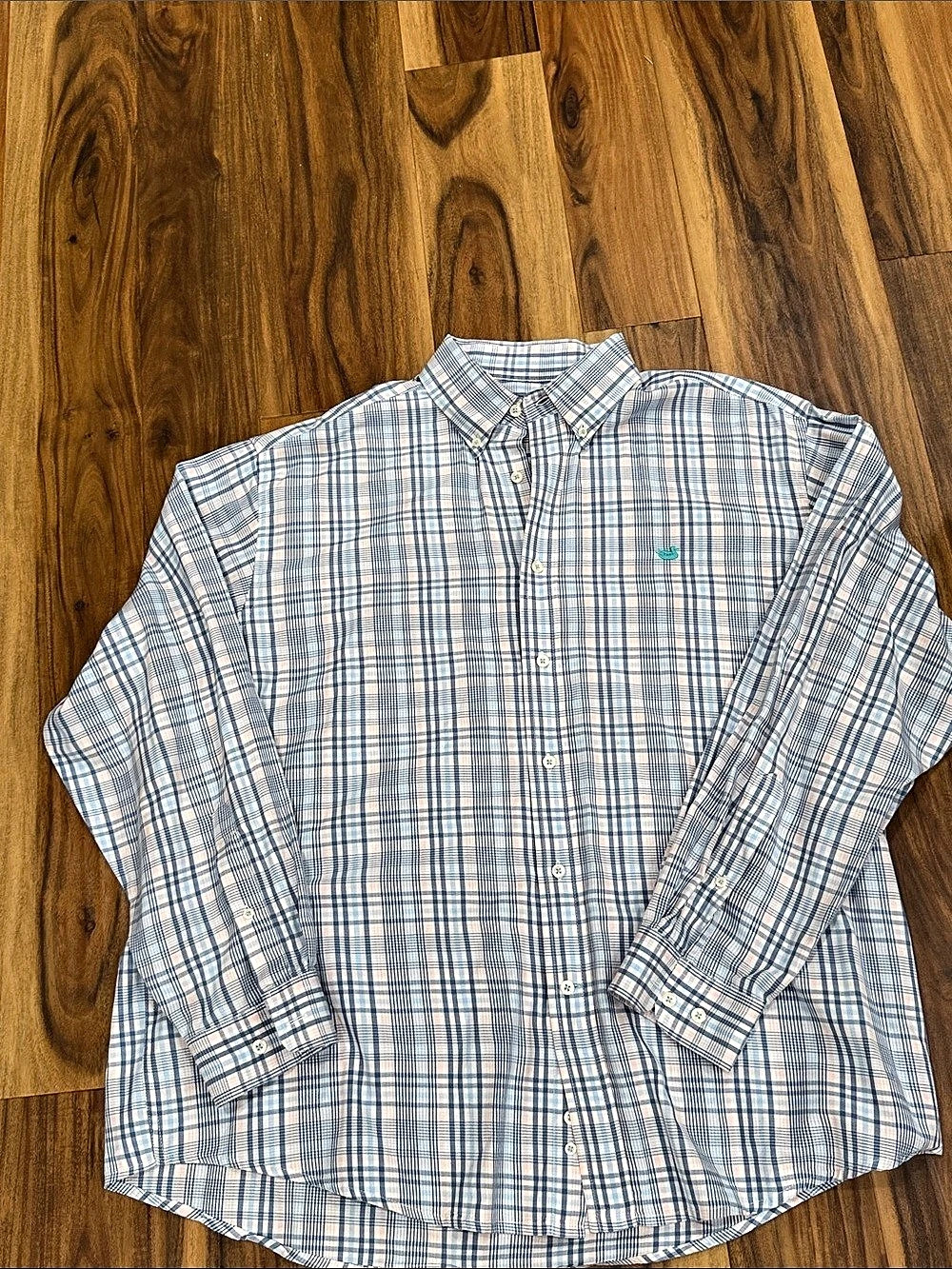 Southern Marsh Plaid Button Down in Blue & White Like New